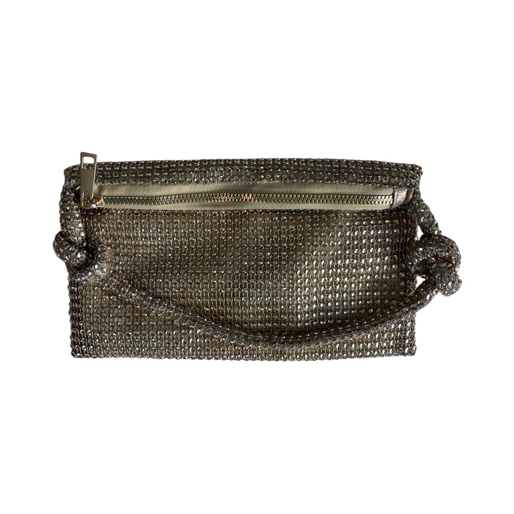 Metallic Rhinestone Clutch Evening Bag Sparkly Party Purse Top Handle
